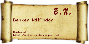 Benker Nándor névjegykártya
